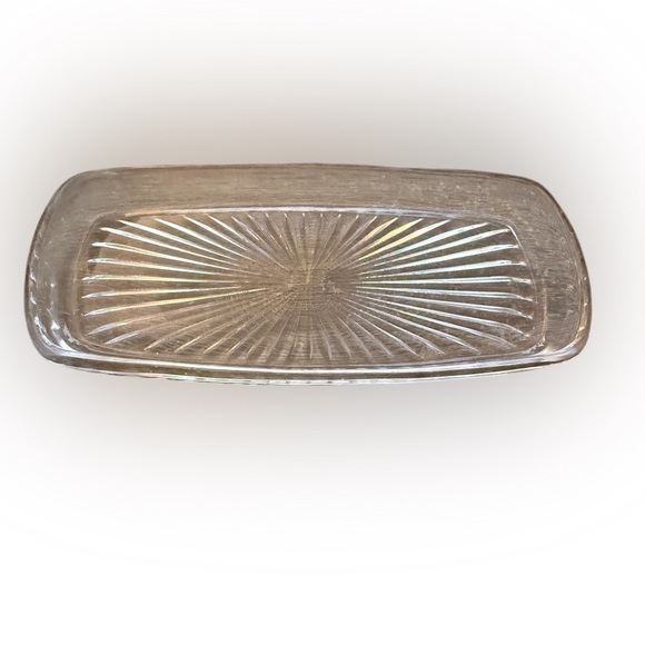Vintage Glass Replacement Butter Dish Insert - Ribbed Sunburst Pattern - Picture 1 of 7